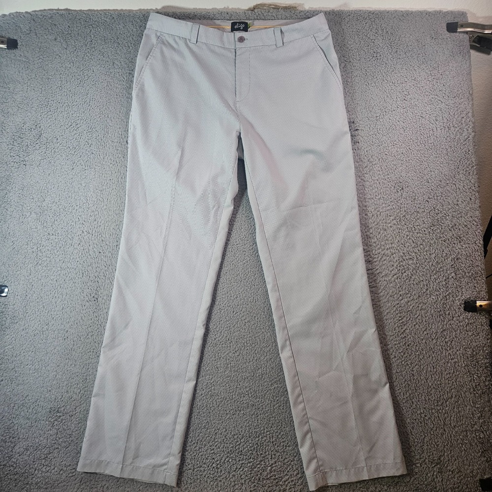 Sligo Pants Men 36‎ x34 Flat Front White Gray Striped Golfer
